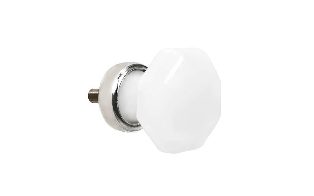 Octagonal "Translucent White Opal" Glass Cabinet Knob with Polished Nickel Finish - Image 2