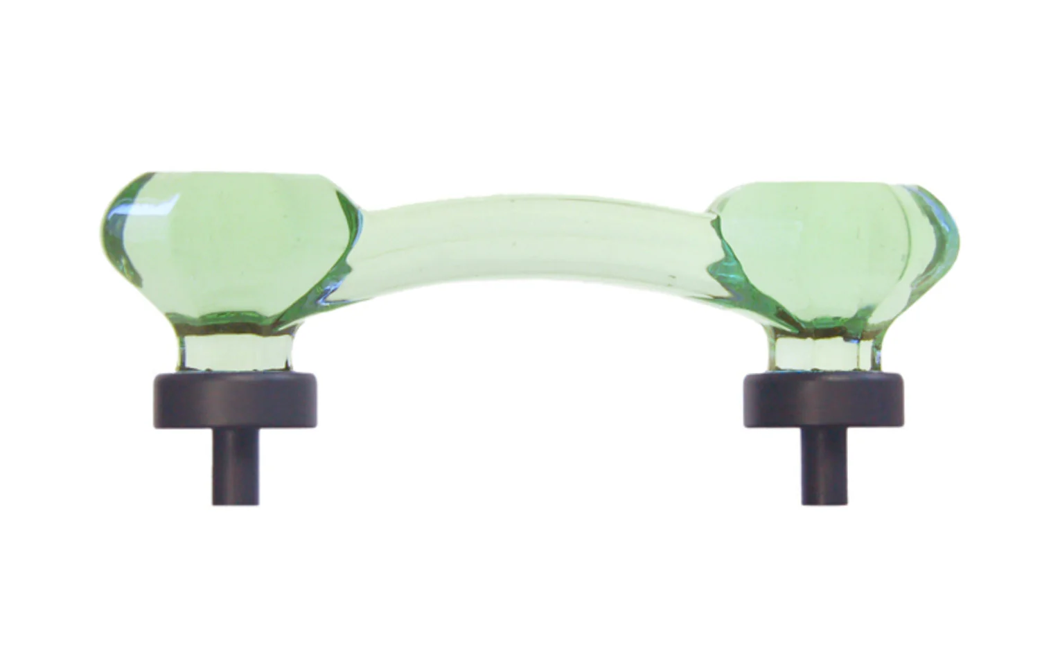 Octagonal "Depression Green" Glass Pull with Oil Rubbed Bronze Finish - 3" On Centers
