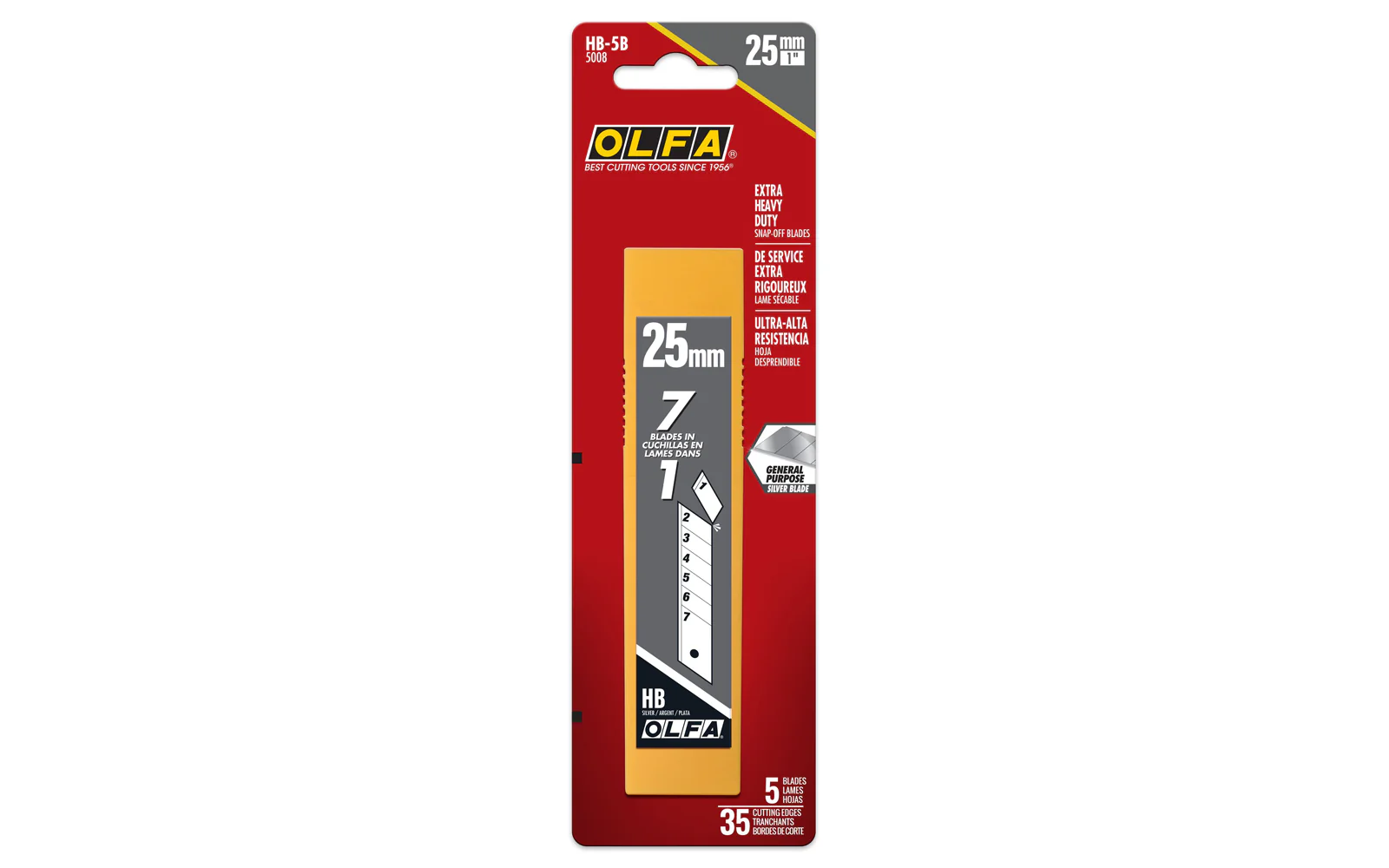 Olfa "HB-5B" 25 mm Replacement Blades - 5 Pack - Image 2