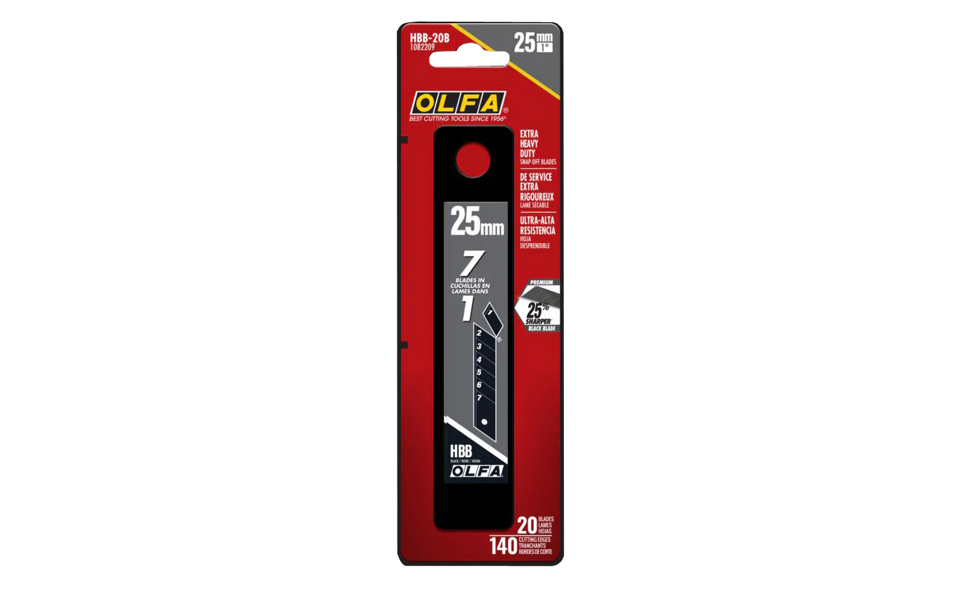 Olfa "HBB-20B" 25 mm Replacement Black Blades - 20 Pack - Image 2