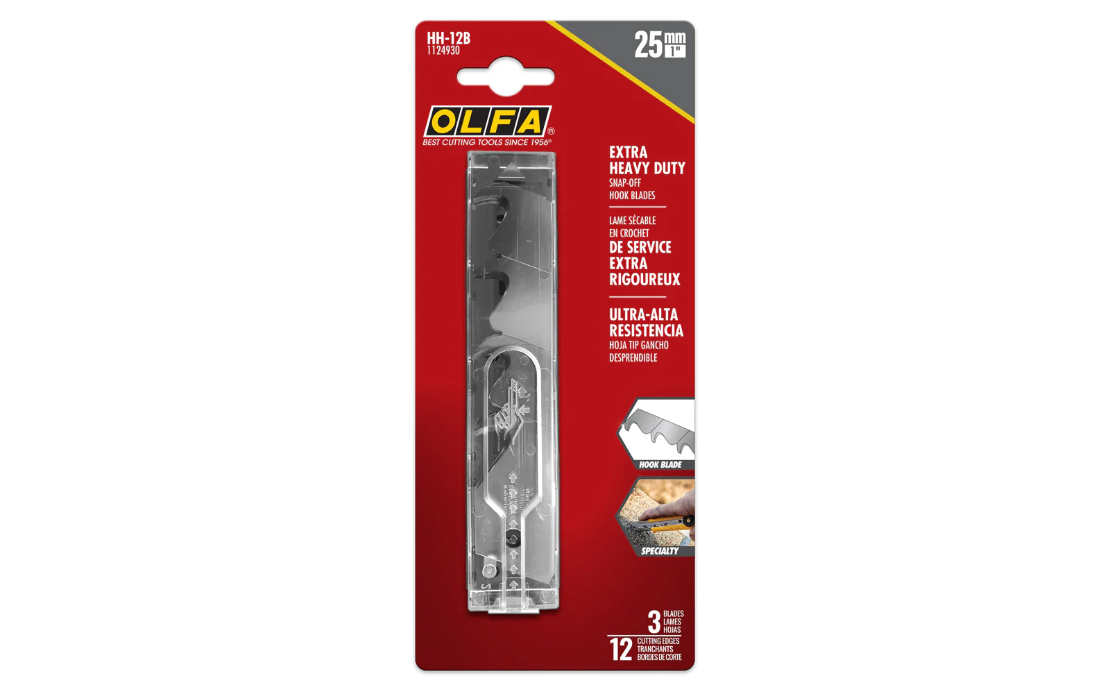 Olfa "HH-12B" 25 mm Hook Replacement Blades - 3 Pack - Image 2