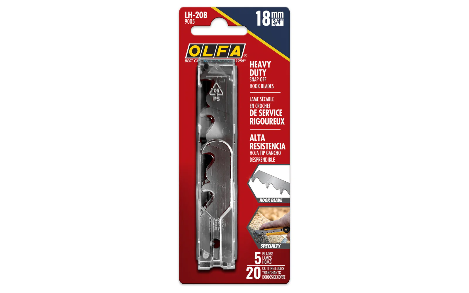 Olfa "LH-20B" 18 mm Hook Replacement Blades - 5 Pack - Image 2