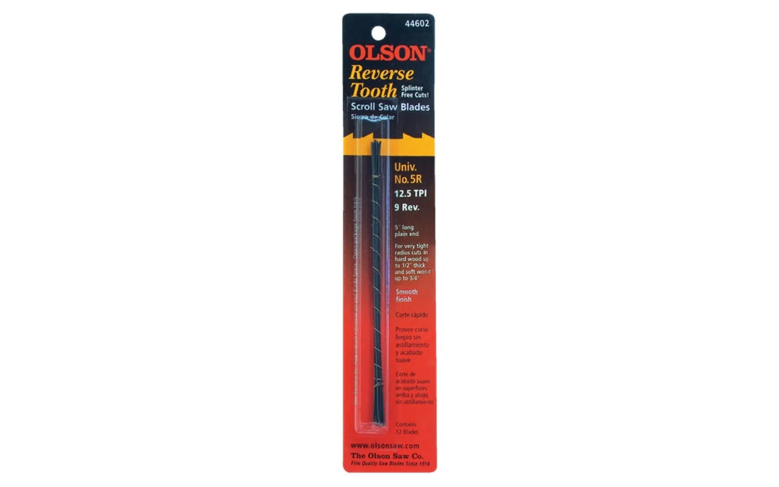 Olson 5" Plain End Scroll Saw 12.5 TPI Reverse Tooth Blades