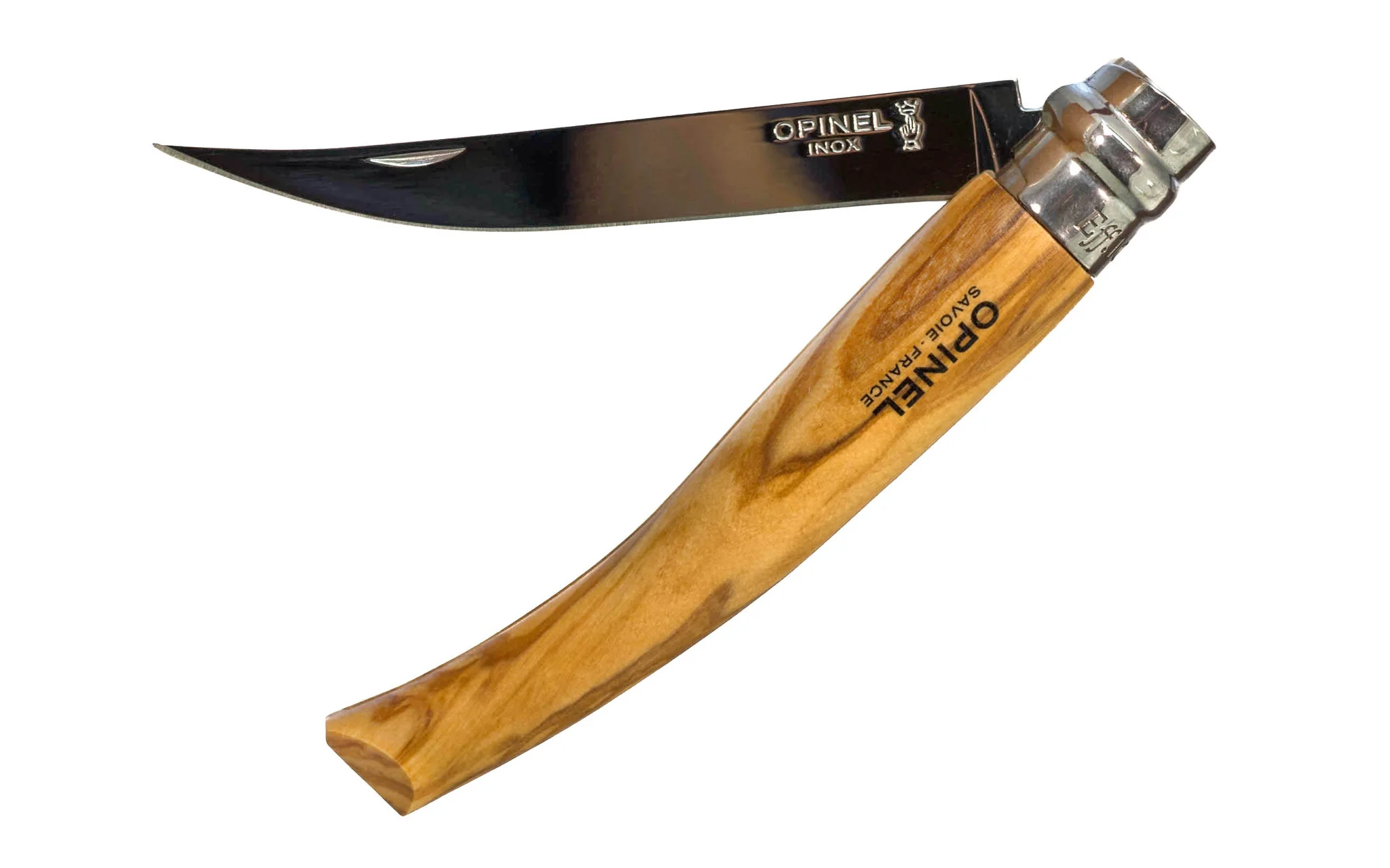 Opinel Stainless Steel "Effilés" Slim Knife ~ Olivewood Handle - Image 2