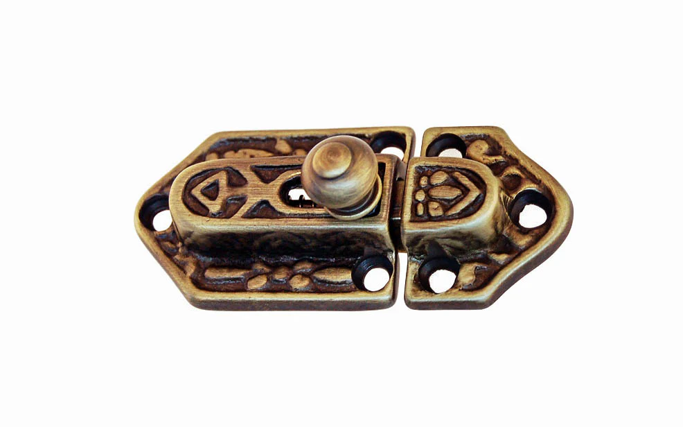 Ornate Spring-Loaded Solid Brass Latch Catch - Image 2