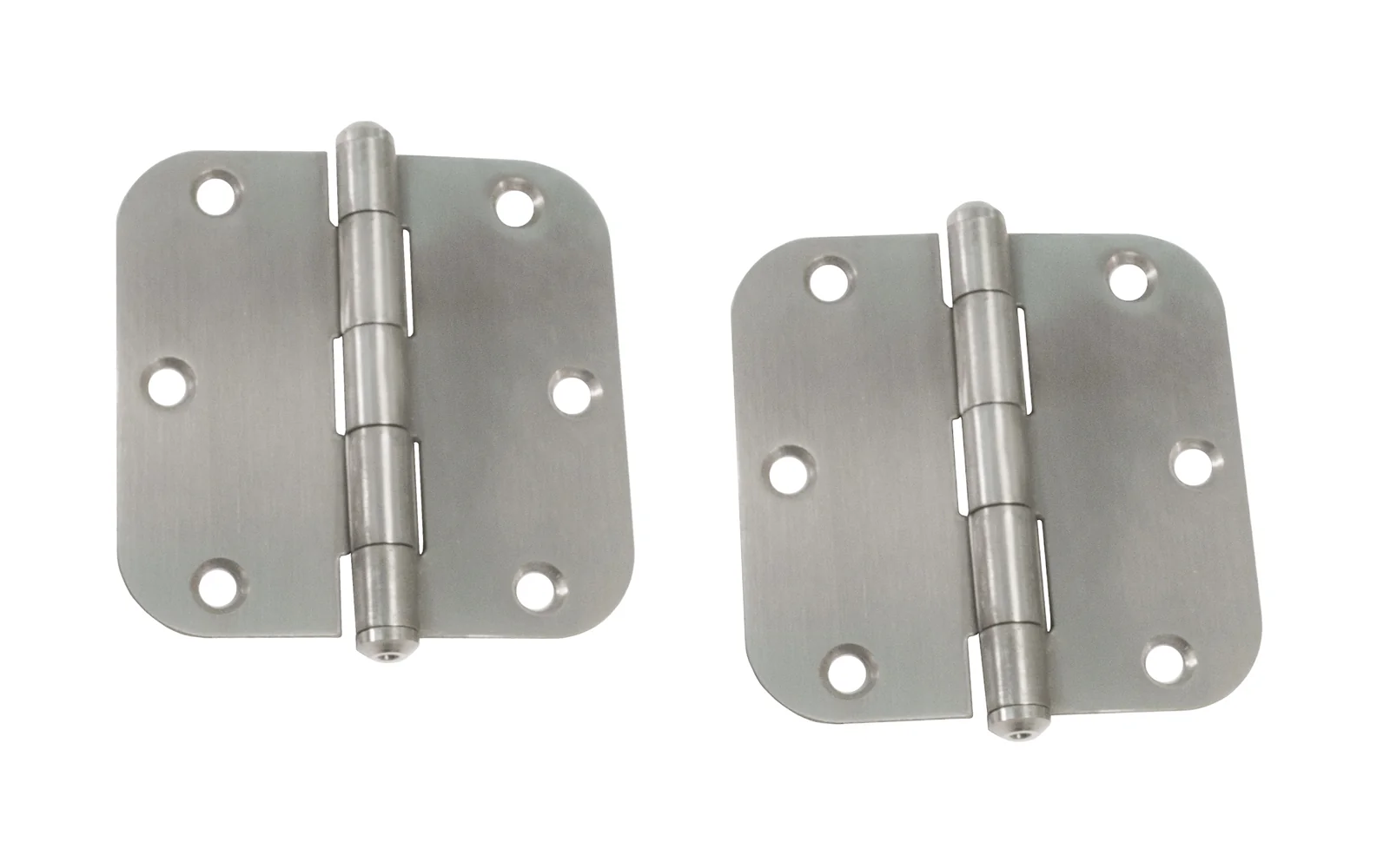 Pair of 3-1/2" SS Finish Door Hinges - 5/8" Radius