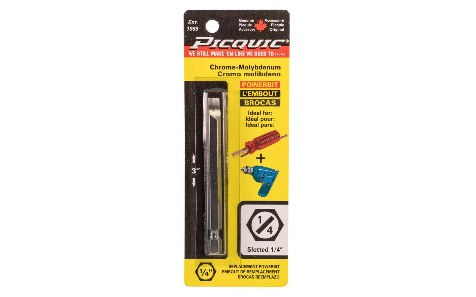 Picquic 3" Powerbit - 1/4" Slotted