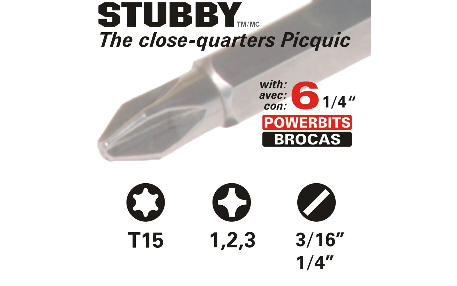 Picquic Black "Stubby" Multi-Bit Screwdriver - Image 2
