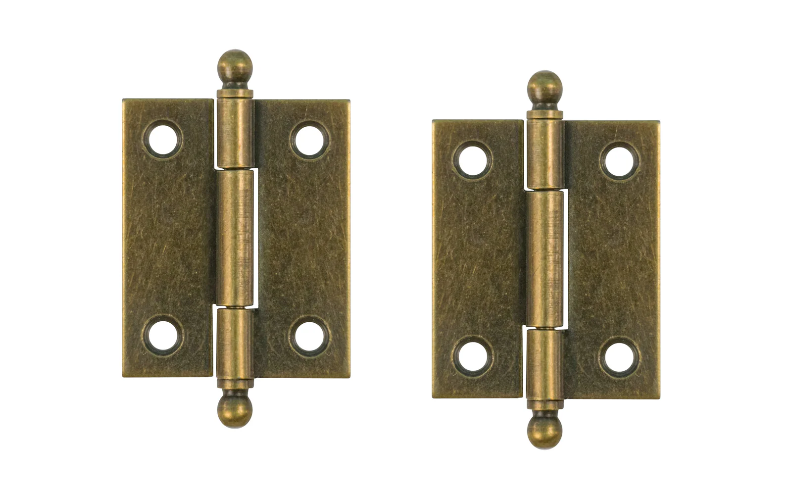 Pair of Loose Pin Plated Steel Ball-Tip Cabinet Hinges ~ 1-15/16" x 1-5/8" - Image 5