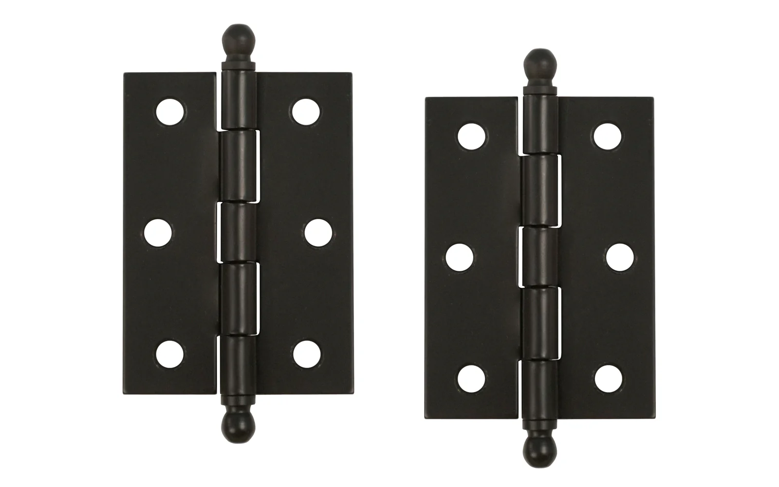 Pair of Loose Pin Plated Steel Ball-Tip Cabinet Hinges ~ 2-7/16" x 1-3/4" - Image 2