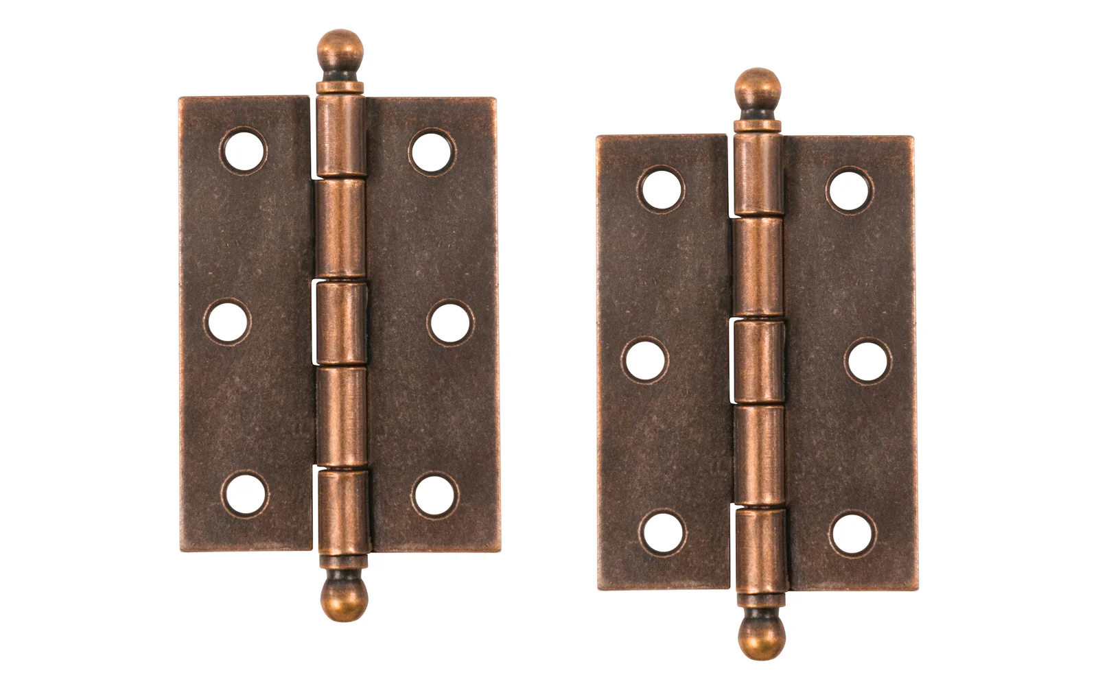 Pair of Loose Pin Plated Steel Ball-Tip Cabinet Hinges ~ 2-7/16" x 1-3/4" - Image 5