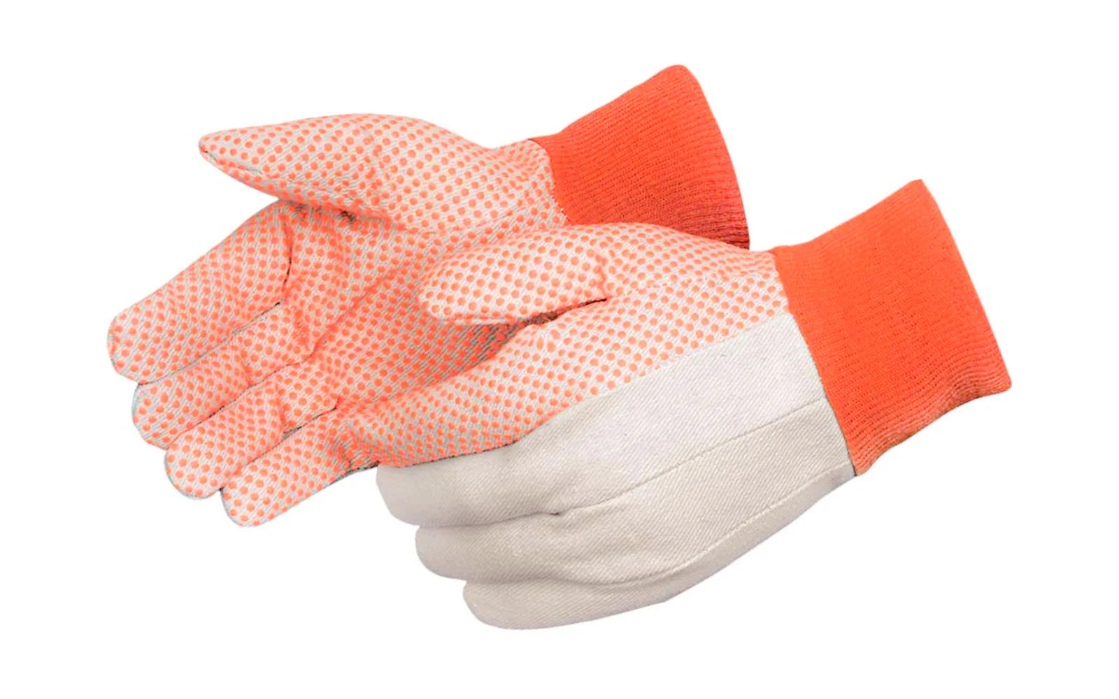 Large PVC Grip Canvas Gloves - Orange Color
