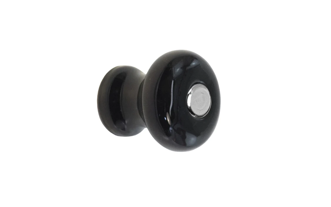 Round Glass Cabinet Knob ~ Black Color