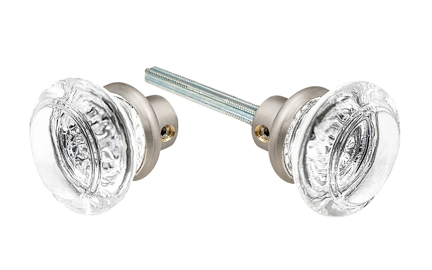 Pair of Round Clear Glass Doorknobs - Image 2