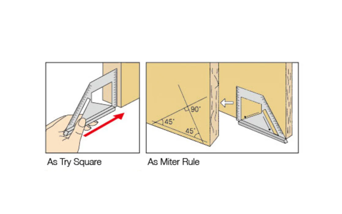 Shinwa Metric Combination Square With Wide Base ~ Miter Gauge & Miter Square 45° & 90° & 135° - Image 3