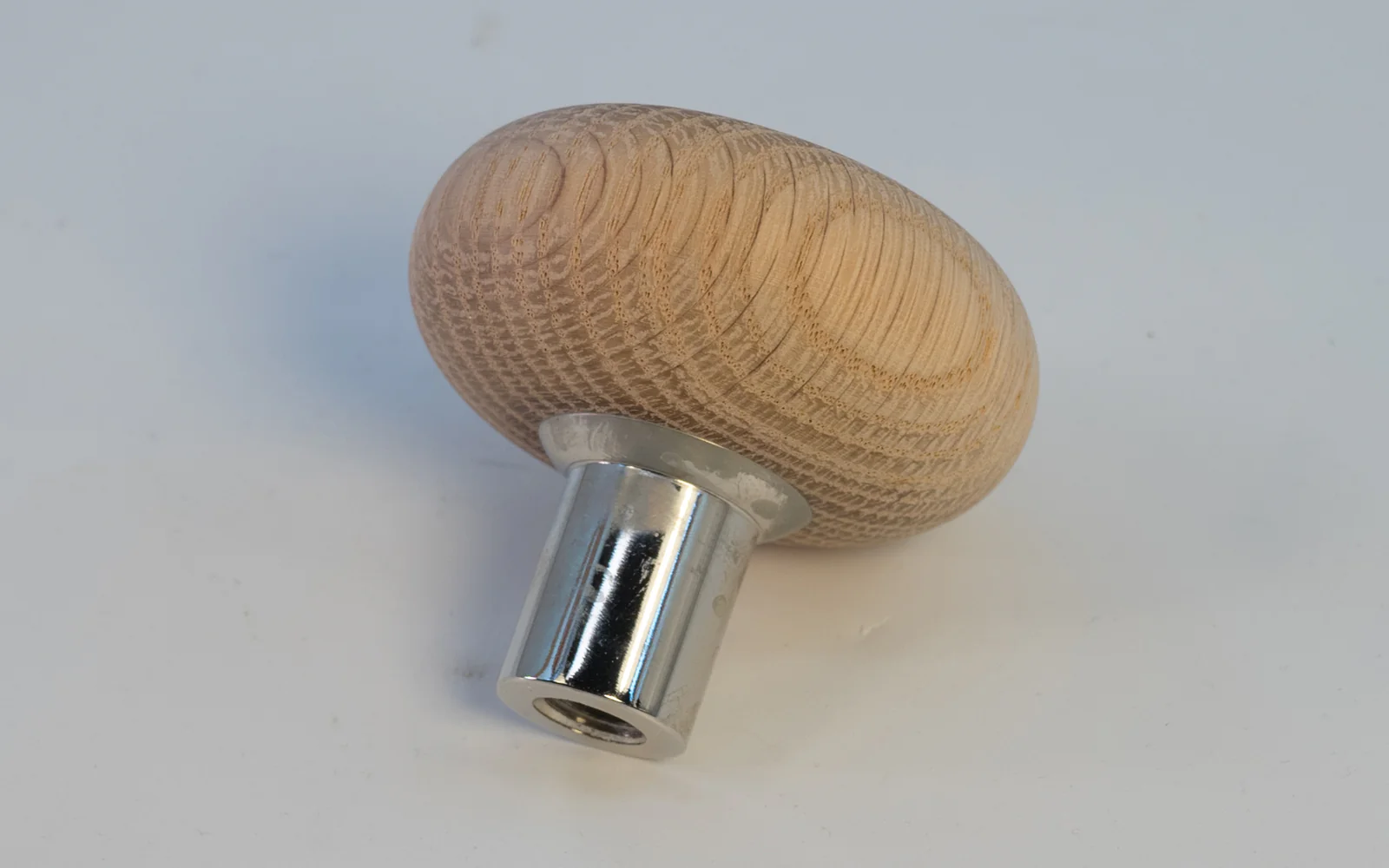 Single Oak Doorknob with Solid Brass Nickel Base - USED - Image 2
