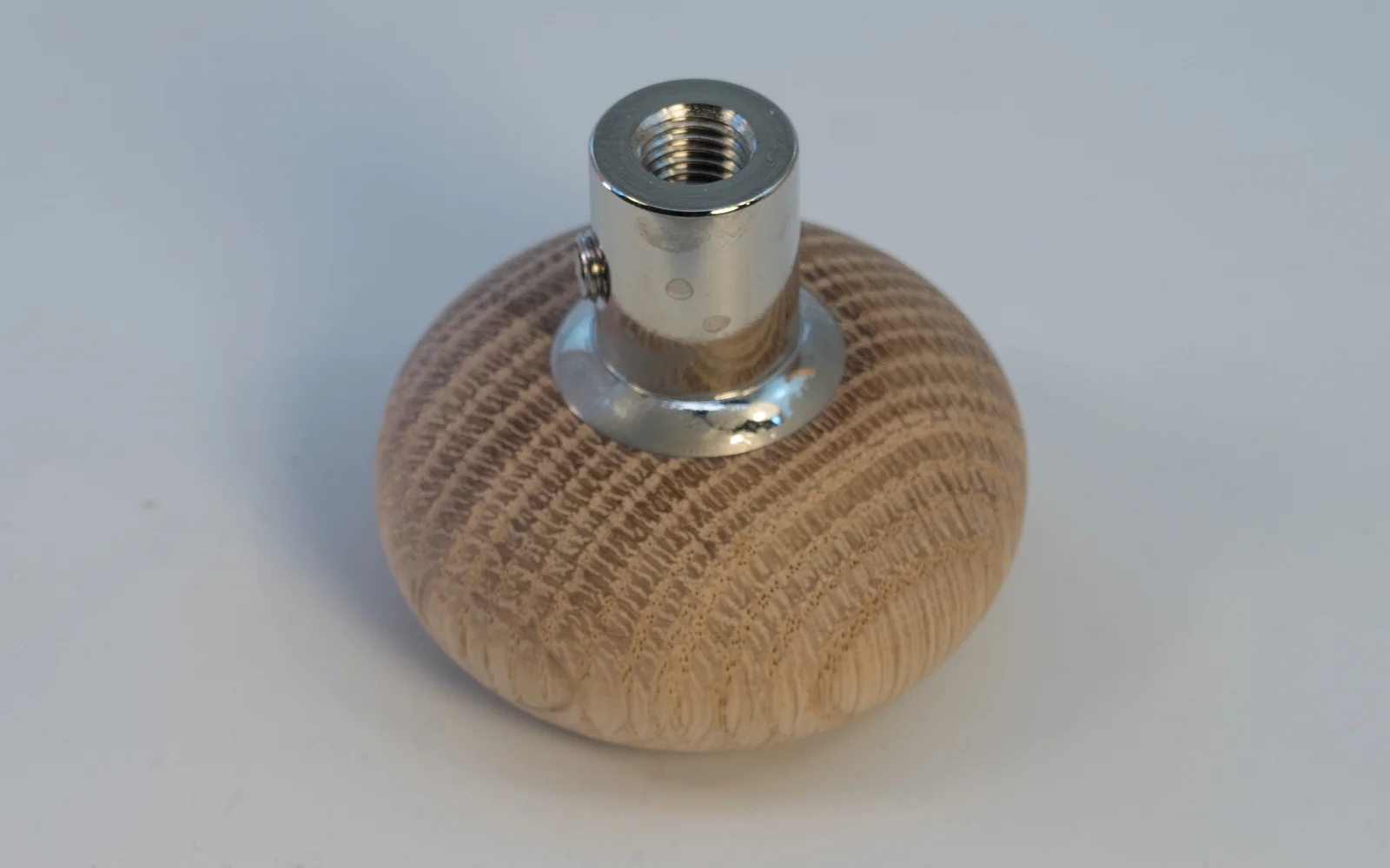 Single Oak Doorknob with Solid Brass Nickel Base - USED - Image 3