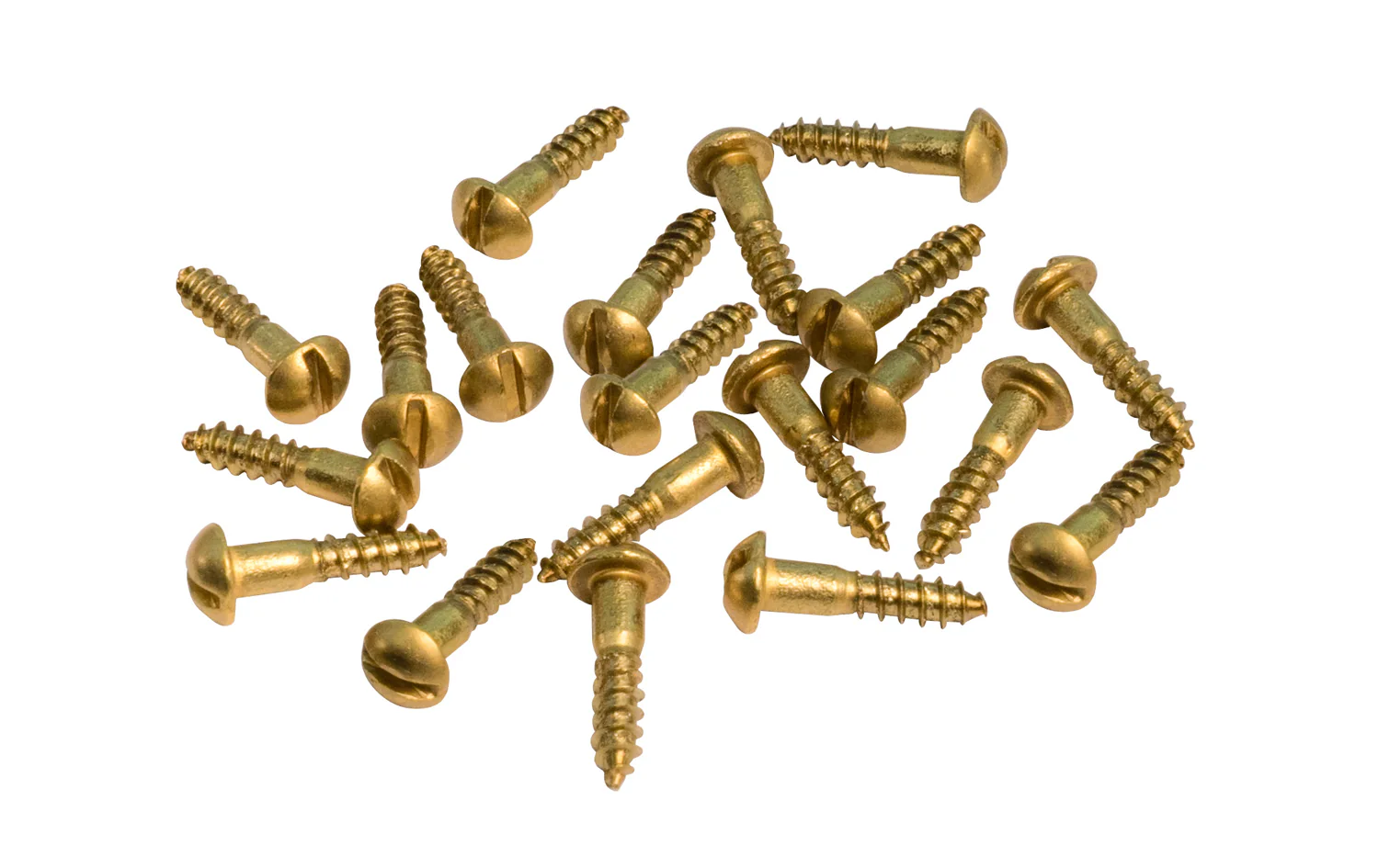 Solid Brass #5 x 5/8" Round Head Slotted Wood Screws - Image 2