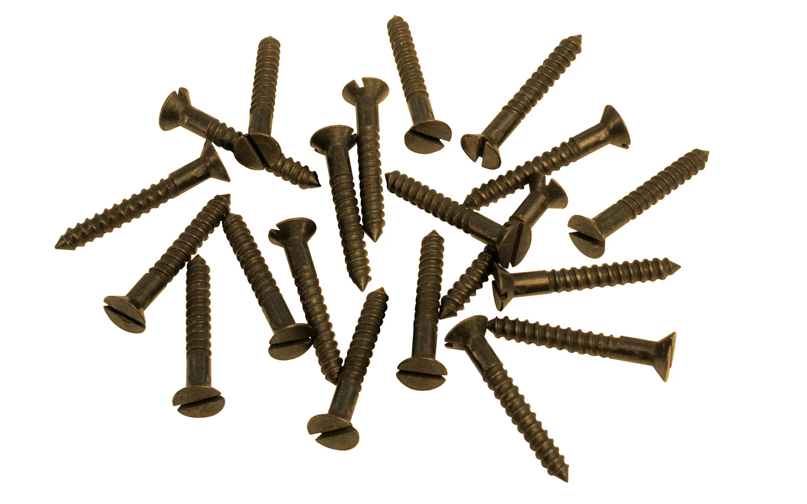 Solid Brass #7 x 1" Flat Head Slotted Wood Screws - Image 3