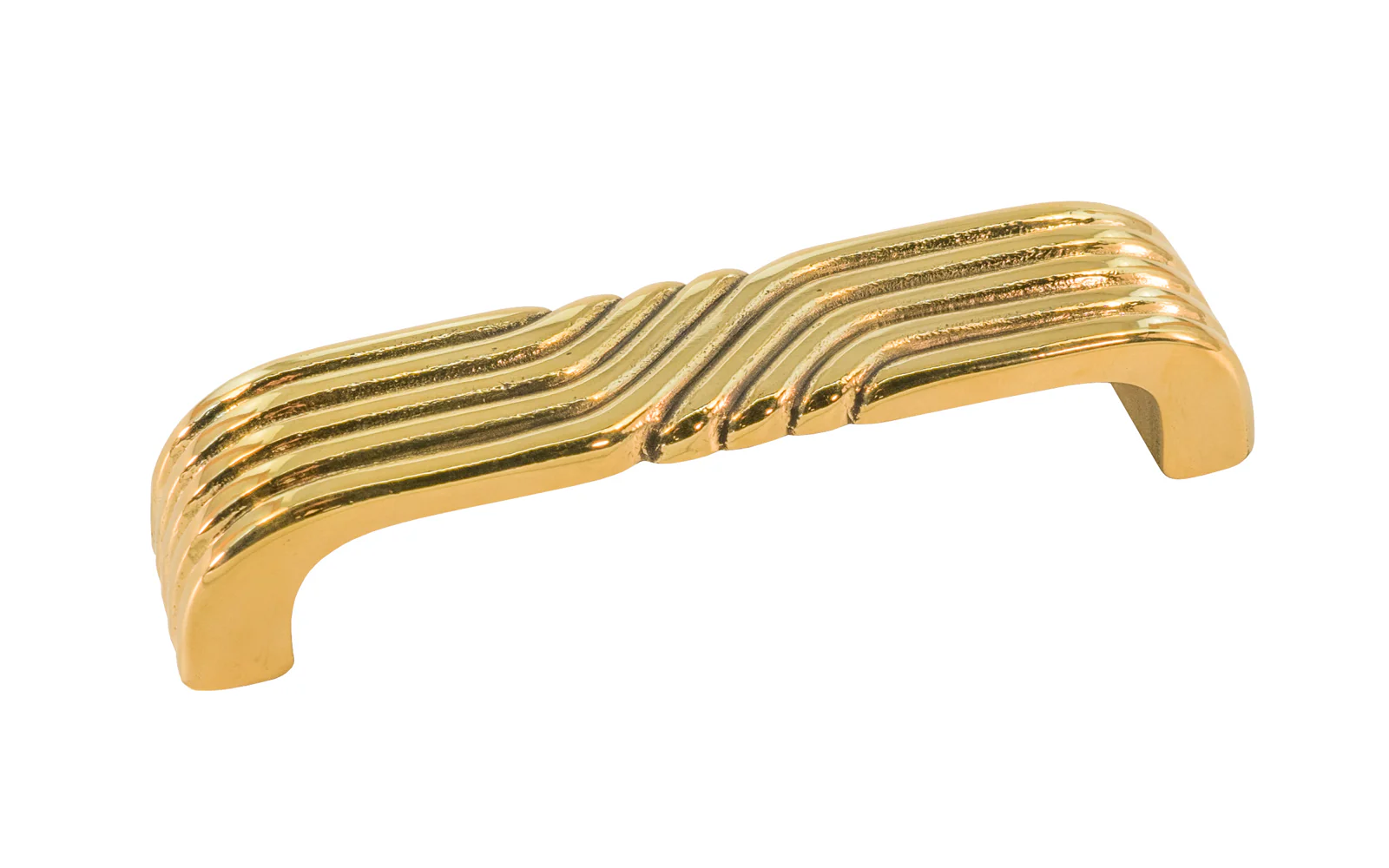 Solid Brass "Art Deco" Handle Pull ~ 3-1/2" On Centers