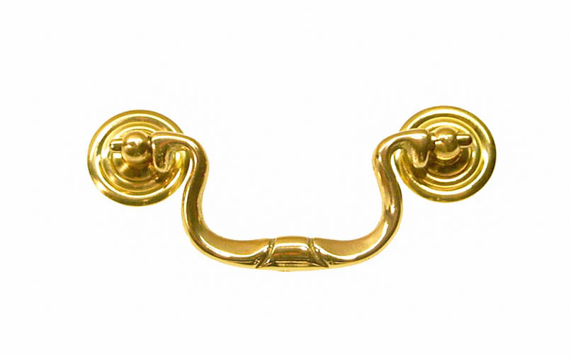 Solid Brass Colonial-Style Drop Pull ~ 3-1/2" On Centers