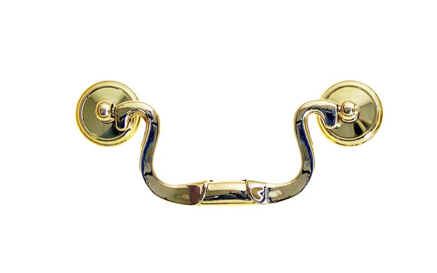Solid Brass Colonial-Style Drop Pull ~ 3-1/2" On Centers - Image 2