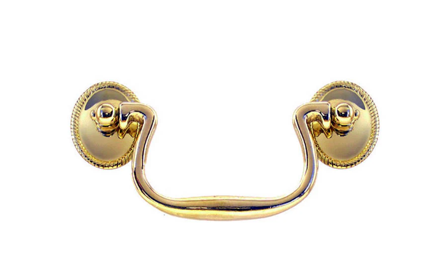 Solid Brass Colonial-Style Drop Pull ~ 3-1/2" On Centers