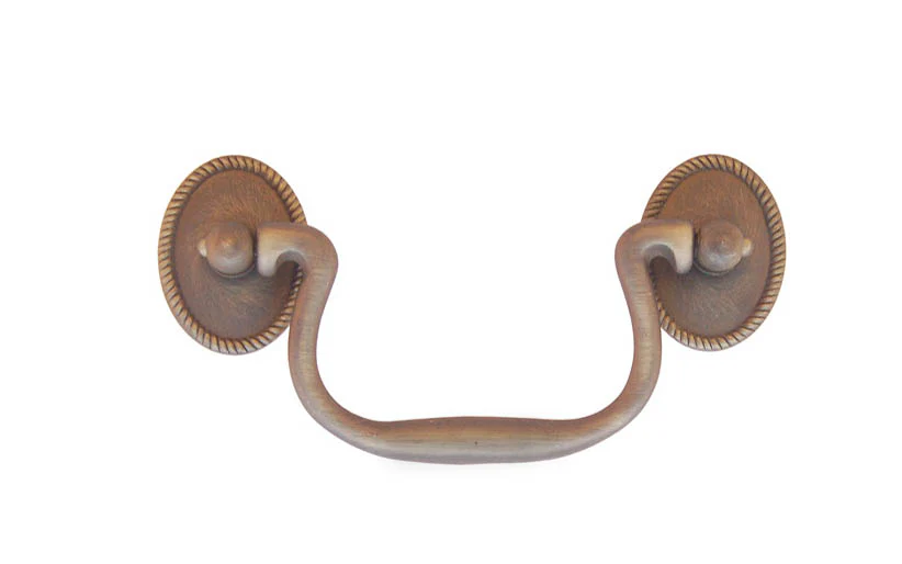 Solid Brass Colonial-Style Drop Pull ~ 3-1/2" On Centers - Image 2