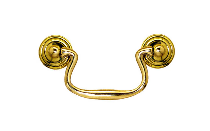 Solid Brass Colonial-Style Drop Pull ~ 3" On Centers - Image 2