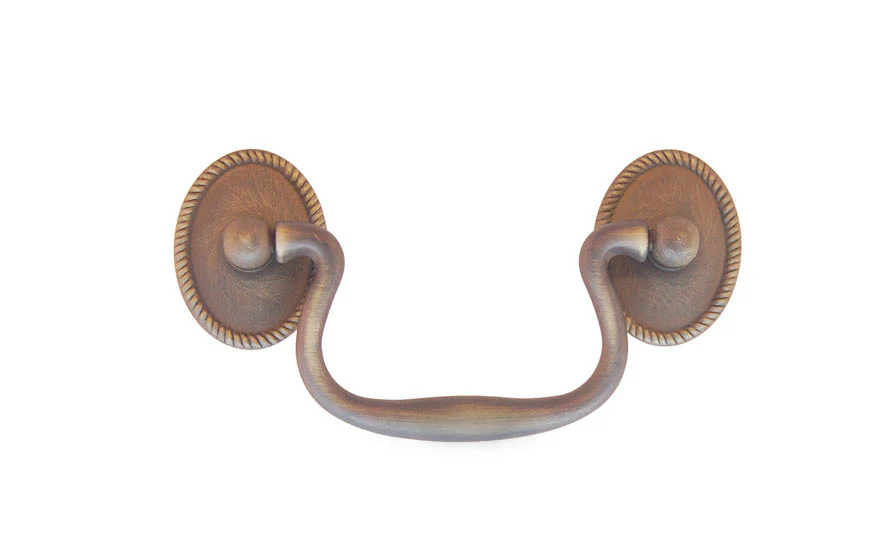 Solid Brass Colonial-Style Drop Pull ~ 3" On Centers