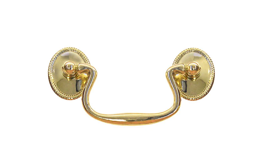 Solid Brass Colonial-Style Drop Pull ~ 3" On Centers - Image 2