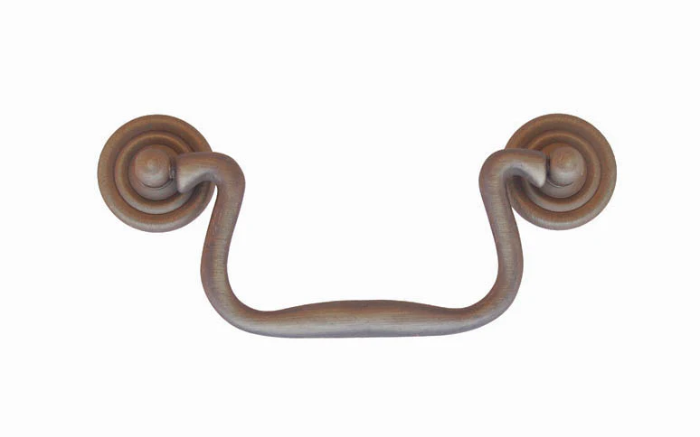 Solid Brass Colonial-Style Drop Pull ~ 4" On Centers - Image 2