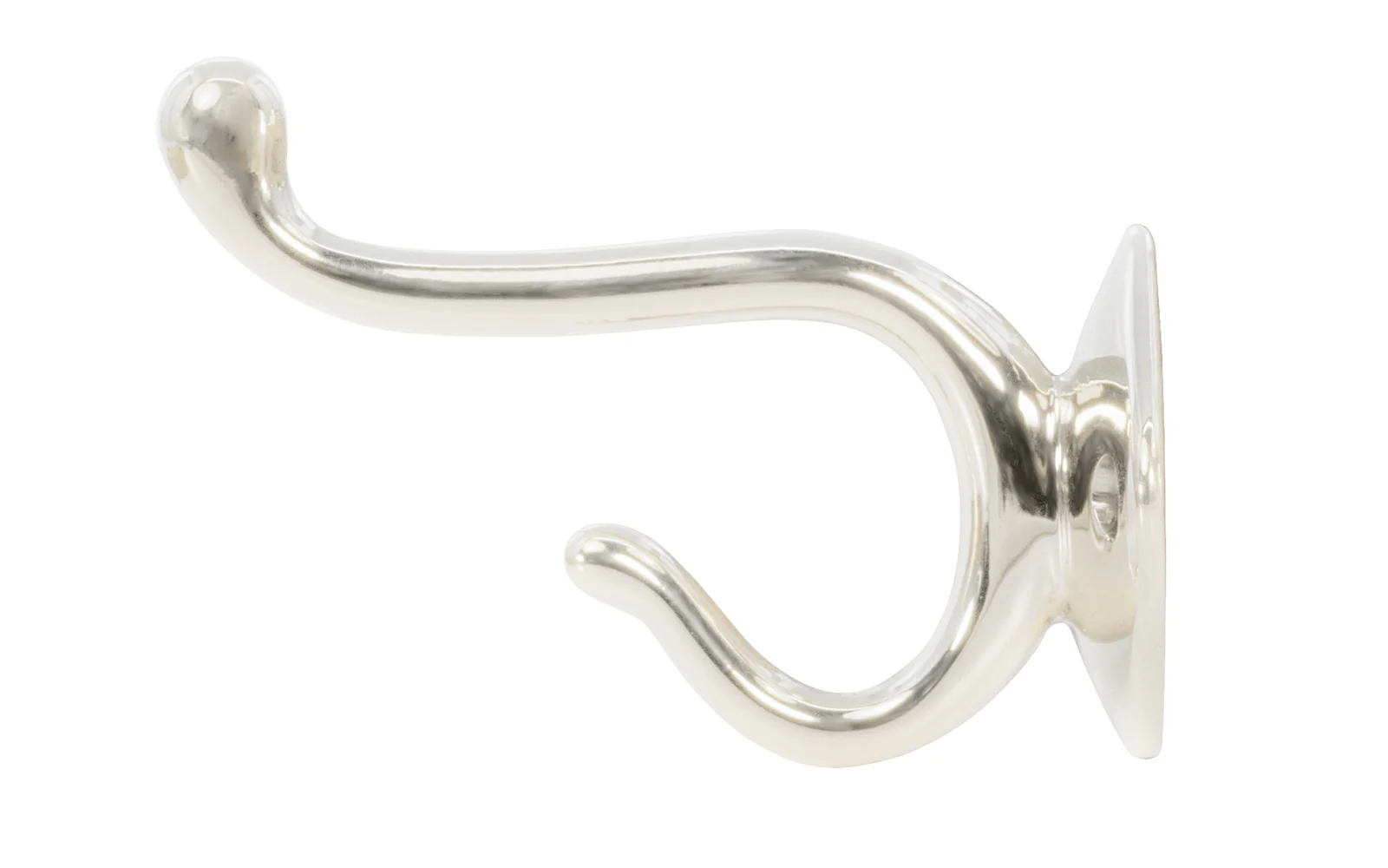 Vintage-Style Solid Brass Double Hook ~ Polished Nickel Finish - Image 2