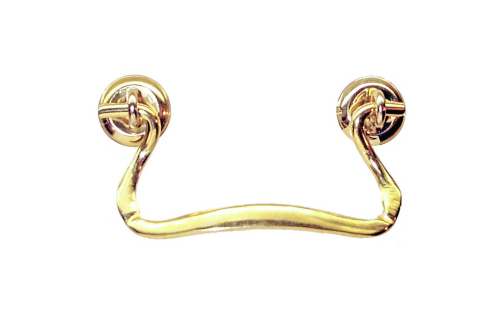 Solid Brass Drop Pull With Contoured Handle ~ 3" On Centers - Image 2