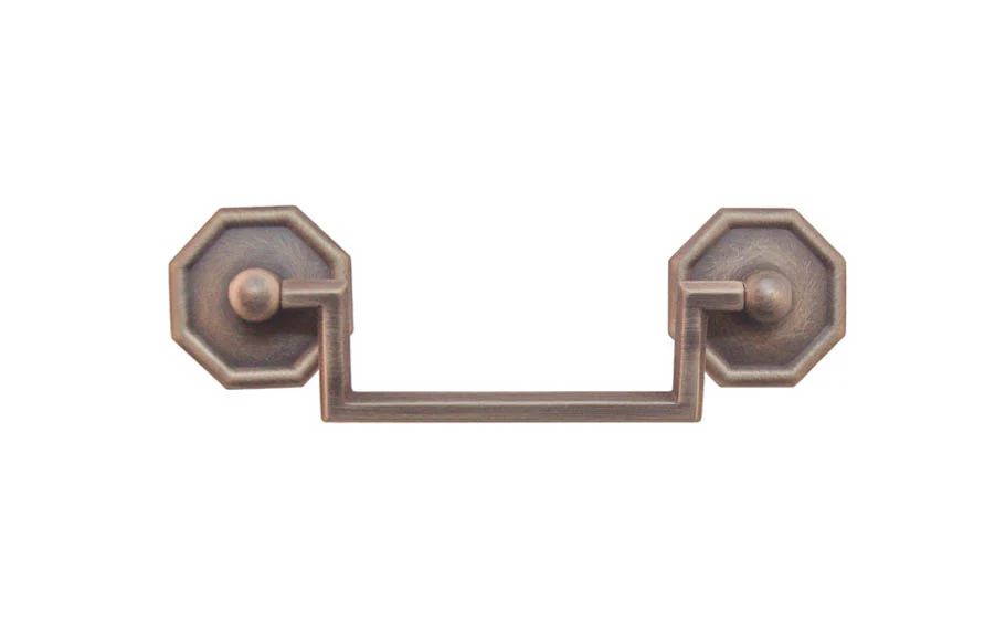 Solid Brass Drop Pull With Square Corners ~ 3-1/2" On Centers - Image 2
