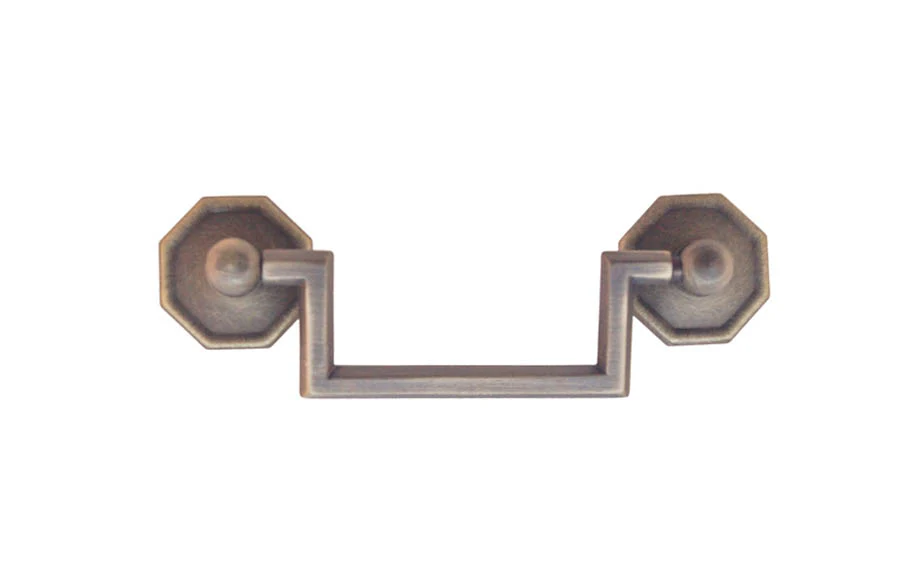 Solid Brass Drop Pull With Square Corners ~ 3" On Centers