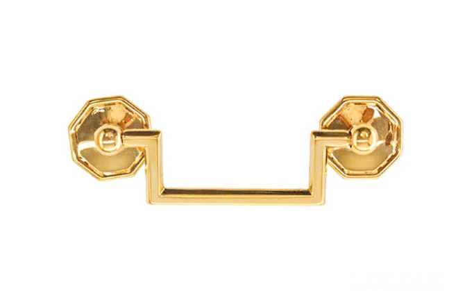 Solid Brass Drop Pull With Square Corners ~ 3" On Centers - Image 2