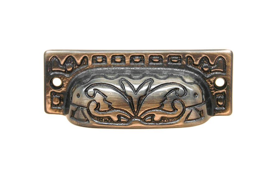 Solid Brass Eastlake-Style Bin Pull ~ Antique Brass Finish