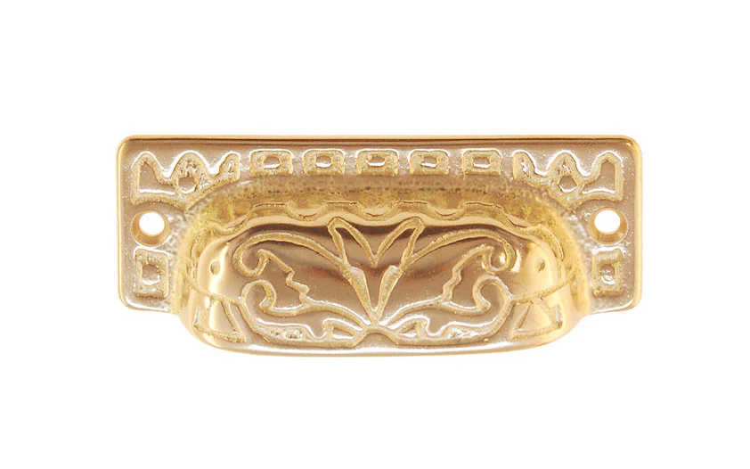 Solid Brass Eastlake-Style Bin Pull ~ Non-Lacquered Brass