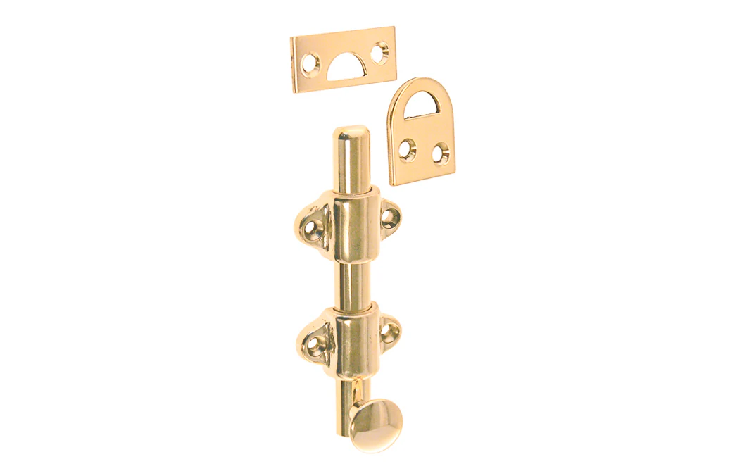 Solid Brass Medium-Duty Surface Bolt - 4" Long - Image 2