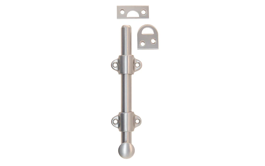 Solid Brass Medium-Duty Surface Bolt - 6" Long