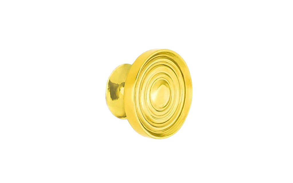 Solid Brass Mini Knob with Concentric Rings ~ 7/8" Diameter - Image 2