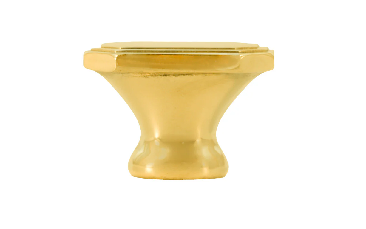 Solid Brass Octagonal "Art Deco" Cabinet Knob - Image 2