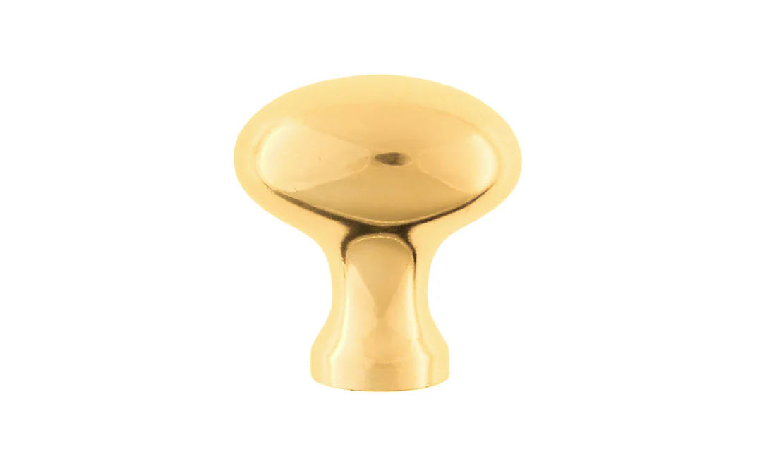 Solid Brass Cabinet Oval Knob ~ 1-1/4" Length