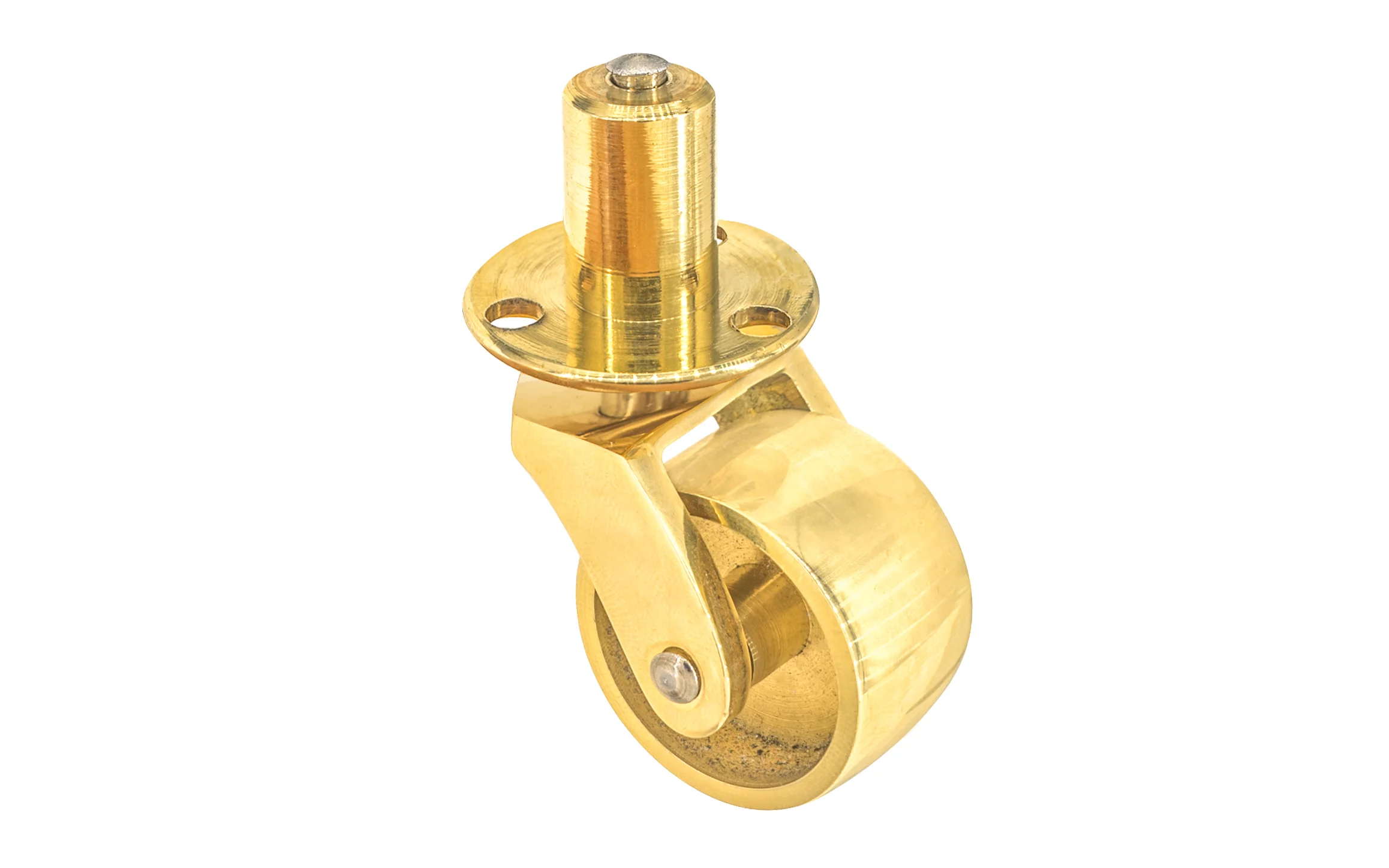 Solid Brass Pivot & Plate Caster ~ 1" Wheel
