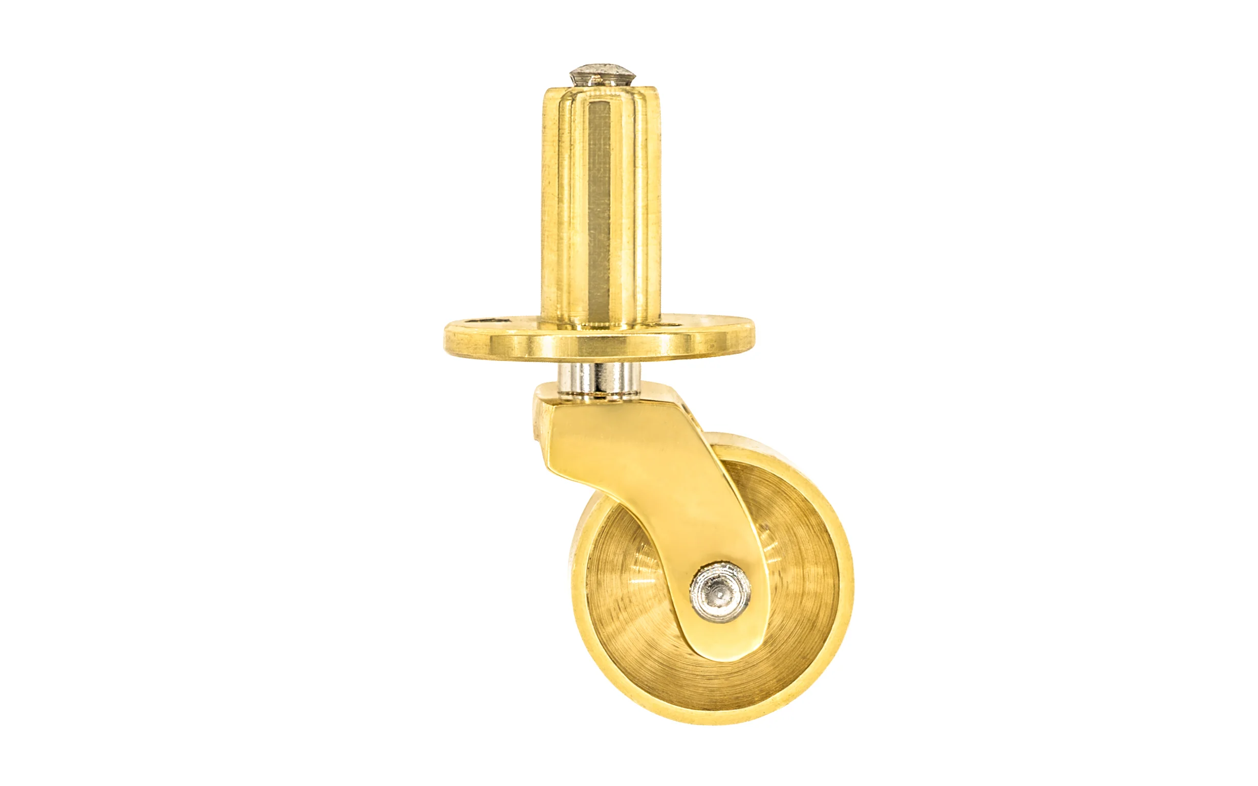 Solid Brass Pivot & Plate Caster ~ 3/4" Wheel - Image 3