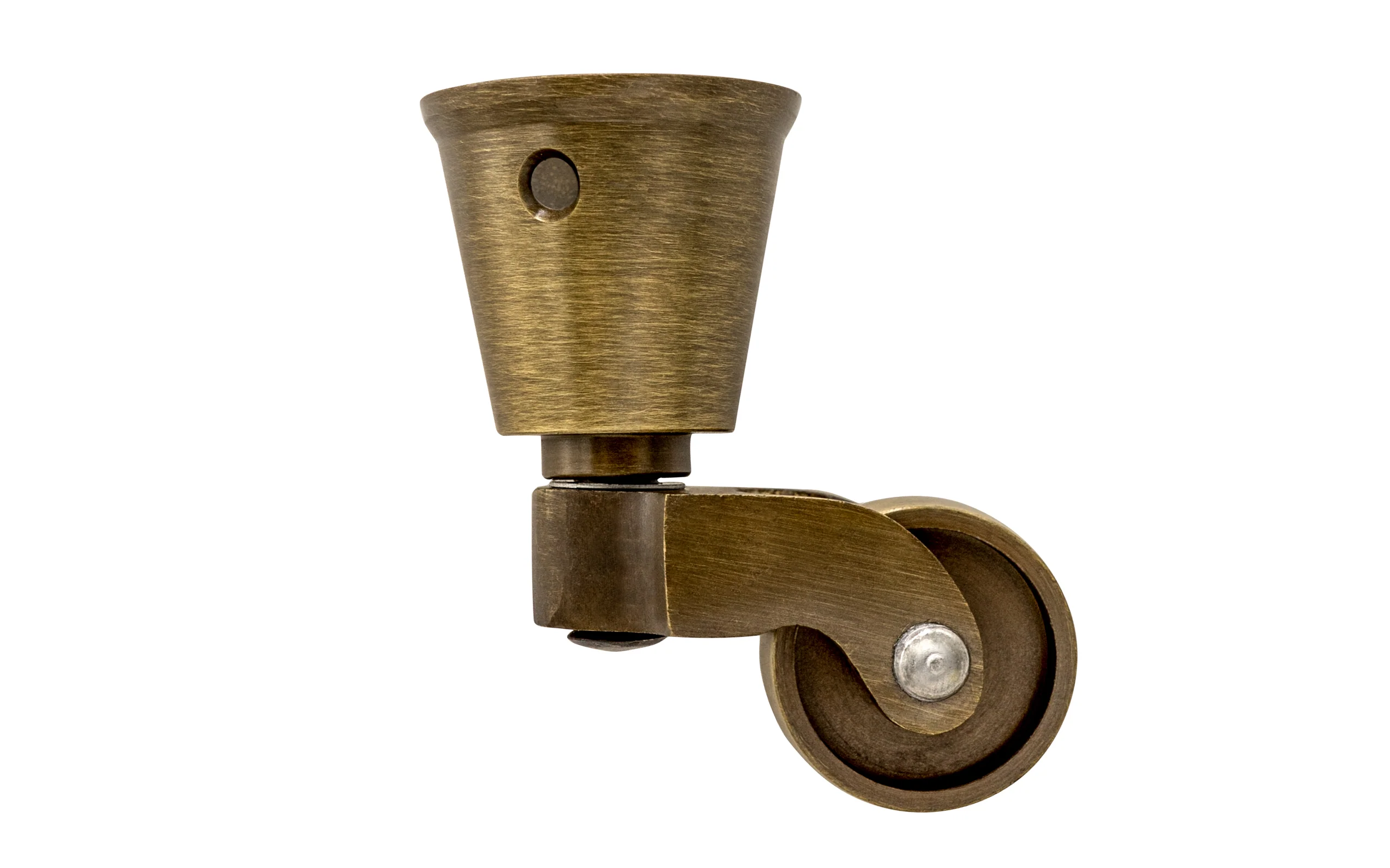 Solid Brass Round Socket Caster ~ 1" Wheel - Image 5