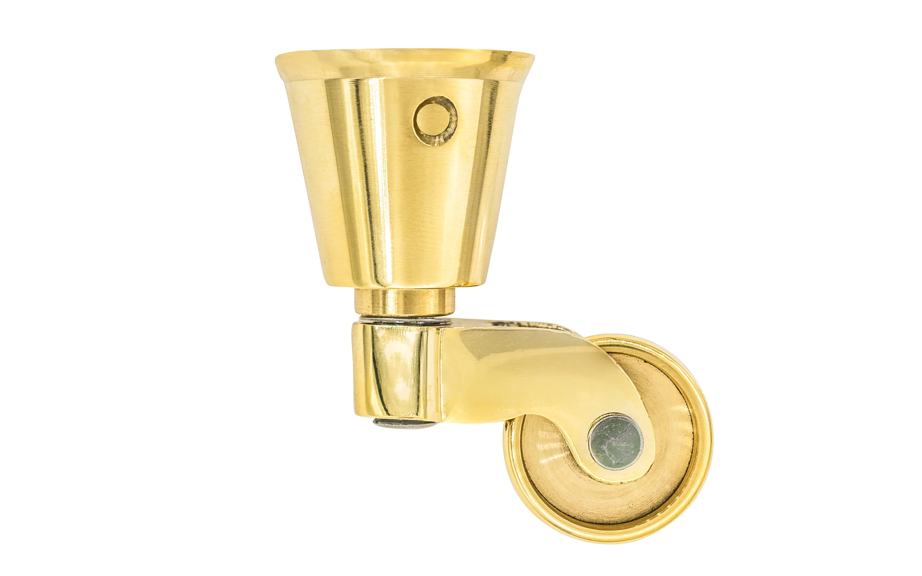 Solid Brass Round Socket Caster ~ 1" Wheel - Image 6