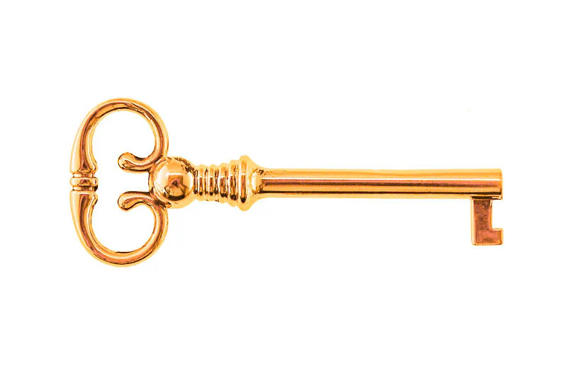 Solid Brass Skeleton Key ~ 9/32" x 3/16" Bit