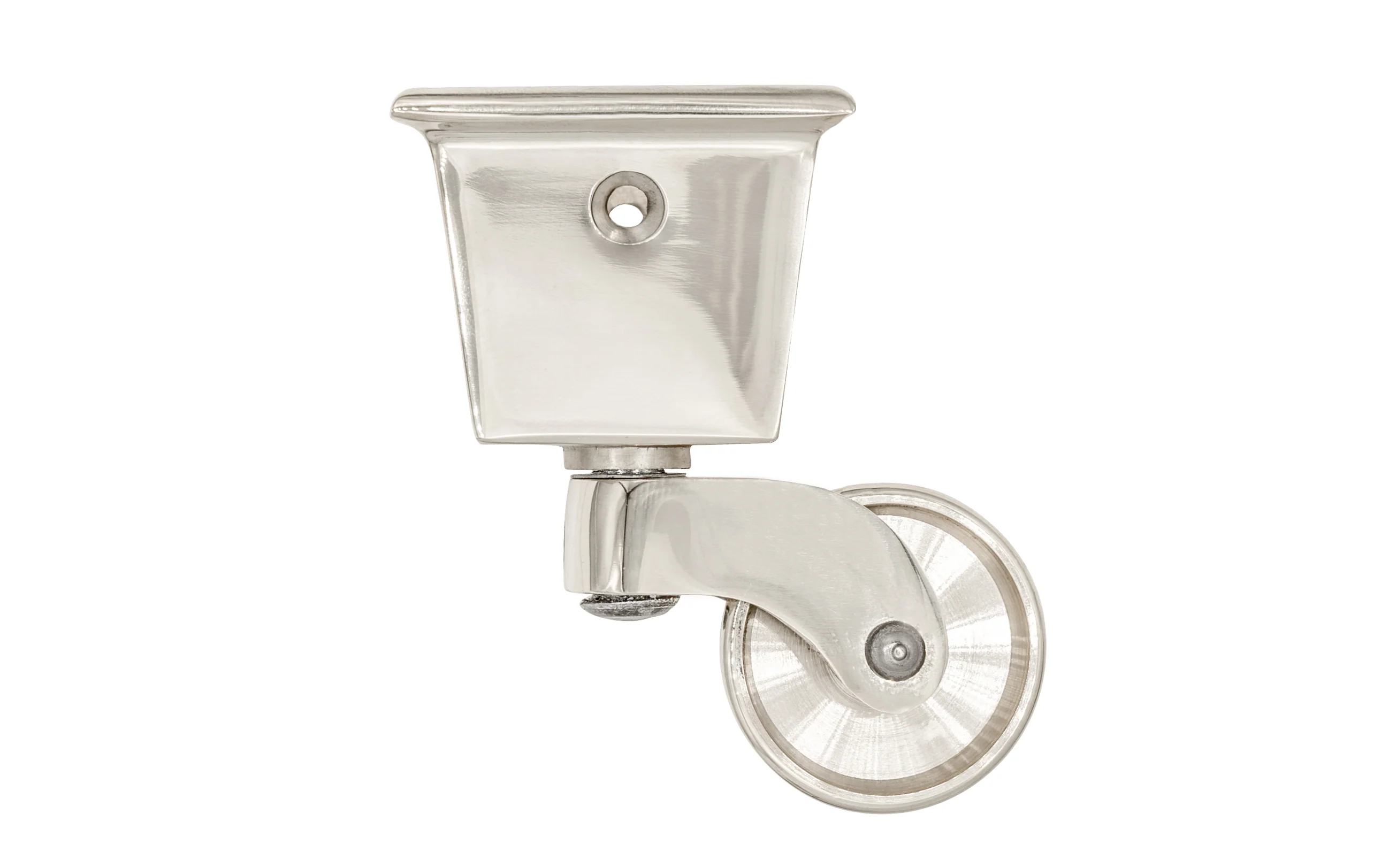 Solid Brass Square Socket Caster ~ 1-1/4" Wheel - Image 4